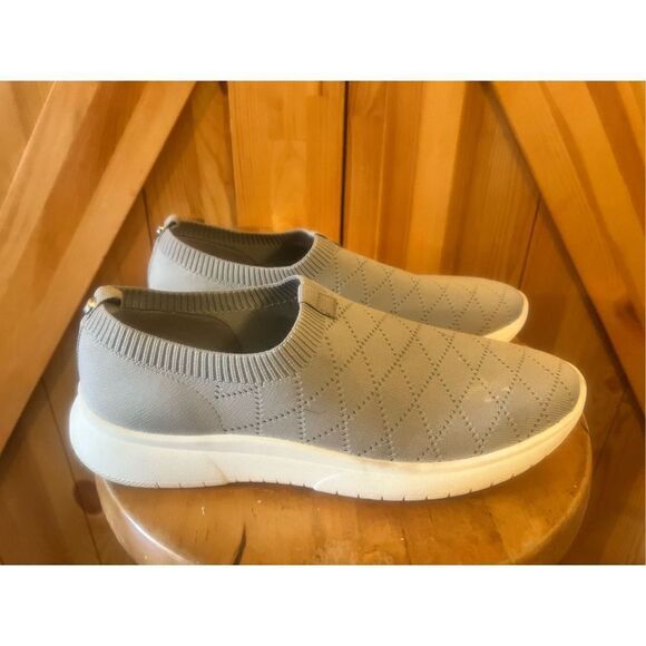 AK Anne Klein Tina iflex gray fabric diamond print slip on loafer flats 10M - Picture 3 of 7